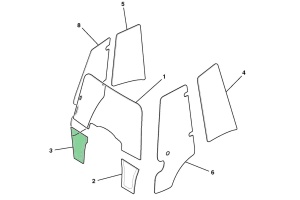 Стекло лобовое нижнее правое JCB 3CX/4CX (Р21) JCB (Original) 333/R4243