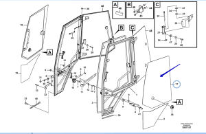 Стекло двери левое верхнее Volvo (BL61/BL71 B) (2012 >) VOE15086905