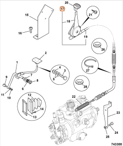 Трос газа с рукояткой (2015 - ...) JCB (Original) 334/E6422