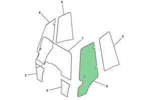 Стекло двери левое JCB 3CX/4CX (Р21) 827/80143