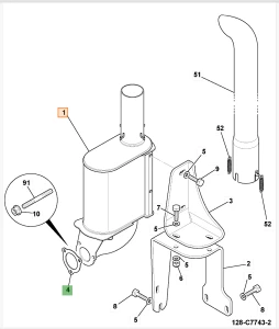 Глушитель выхлопных газов 240 x 150mm JCB (Original) 400/X0059